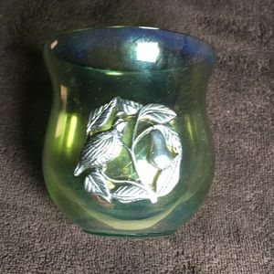 Decorative green glass votive holder
